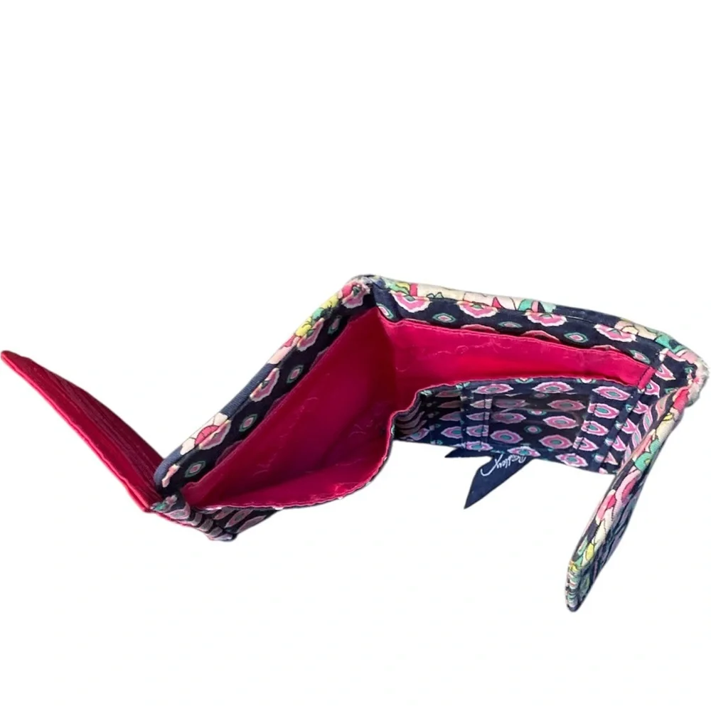 GUC Vera Bradley blue,pink flower wallet w/ID/CC holder w/sm pink shopping bag
